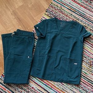 Figs Deep Teal Scrub Set